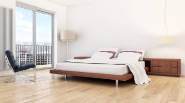 modern parlak iç mekan 3D resimleme