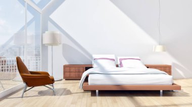 modern parlak iç mekan 3D resimleme