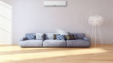 Klima 3d render illust ile modern parlak iç