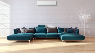 Klima 3d render illust ile modern parlak iç