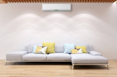 Klima 3d render illust ile modern parlak iç