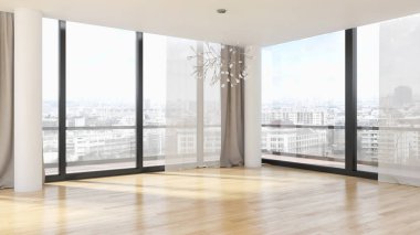 modern parlak iç mekan 3D resimleme