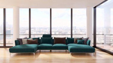 modern parlak iç mekan 3D resimleme