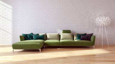 modern parlak iç mekan 3D resimleme