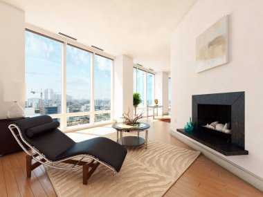 Modern iç mekanları 3d render illüstrasyon