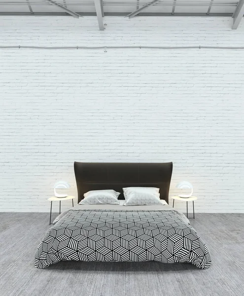 Modern bed van de lichte kamer interieurs 3d rendering illustratie — Stockfoto