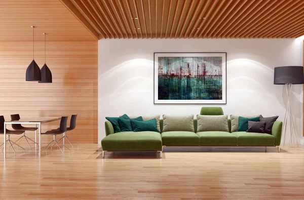 Modern helder interieur 3d rendering illustratie — Stockfoto
