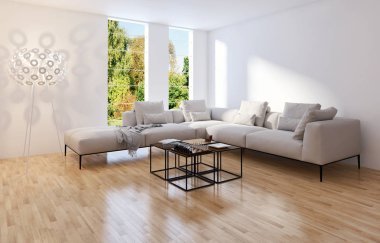 Modern iç mekanları 3d render illüstrasyon