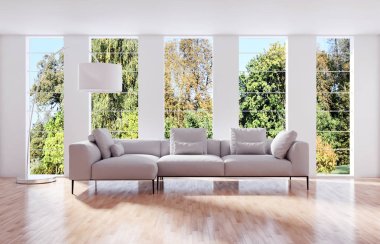 Modern iç mekanları 3d render illüstrasyon