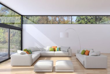 Modern iç mekanları 3d render illüstrasyon