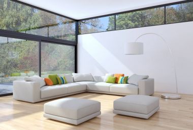 Modern iç mekanları 3d render illüstrasyon