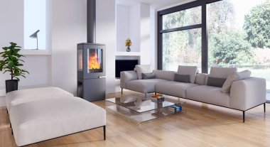 Modern iç mekanları 3d render illüstrasyon