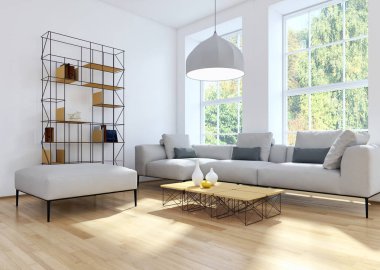 Modern iç mekanları 3d render illüstrasyon