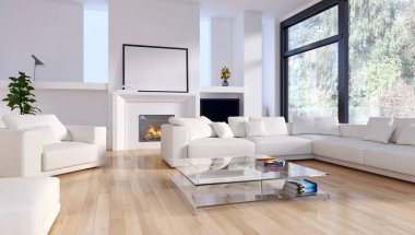 Modern iç mekanları 3d render illüstrasyon