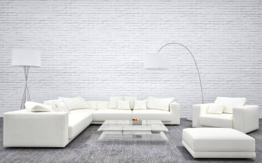 Modern iç mekanları 3d render illüstrasyon