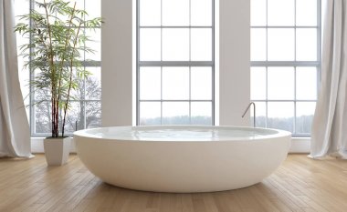 Modern parlak banyo iç 3d render 