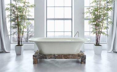 Modern parlak banyo iç 3d render 