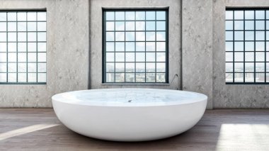 Modern parlak banyo iç 3d render 