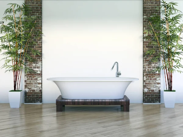 Modern bright bathroom interiors 3D rendering — Stock Photo, Image