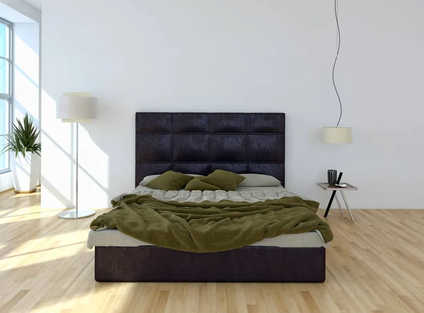 Modern fényes bed room belső 3d-leképezés — Stock Fotó