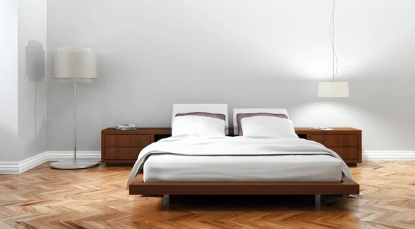 Modern fényes bed room belső 3d-leképezés — Stock Fotó