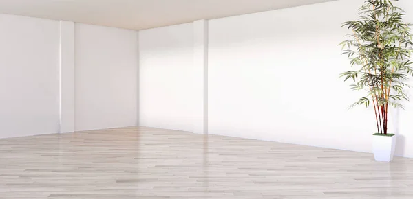 Nowoczesne, jasne wnętrza pusty pokój renderowania 3d — Zdjęcie stockowe