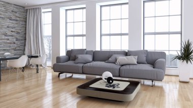 modern parlak iç mekan 3D resimleme