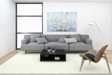 modern parlak iç mekan 3D resimleme