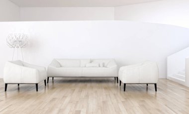 modern parlak iç mekan 3D resimleme
