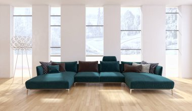 modern parlak iç mekan 3D resimleme