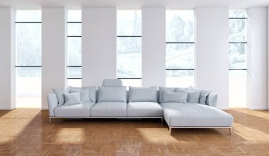 modern parlak iç mekan 3D resimleme