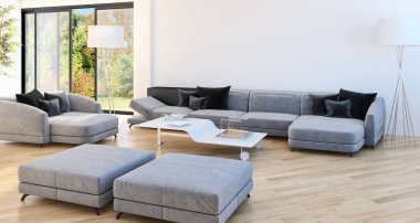 modern parlak iç mekan 3D resimleme