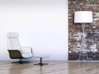 modern parlak iç mekan 3D resimleme