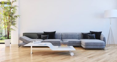 modern parlak iç mekan 3D resimleme