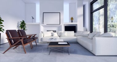 modern parlak iç mekan 3D resimleme