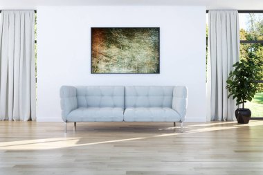 modern parlak iç mekan 3D resimleme