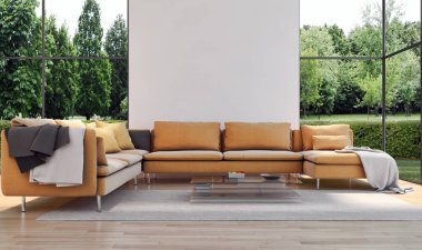 modern parlak iç mekan 3D resimleme