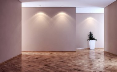 modern parlak iç mekan 3D resimleme