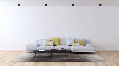 modern parlak iç mekan 3D resimleme