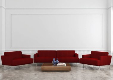 modern parlak iç mekan 3D resimleme