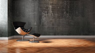 modern parlak iç mekan 3D resimleme