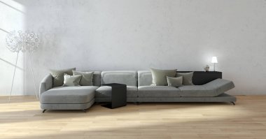 modern parlak iç mekan 3D resimleme