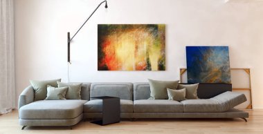 modern parlak iç mekan 3D resimleme