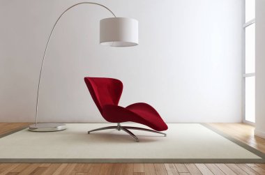 modern parlak iç mekan 3D resimleme