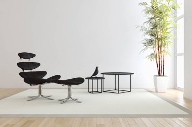 modern parlak iç mekan 3D resimleme