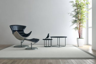 modern parlak iç mekan 3D resimleme