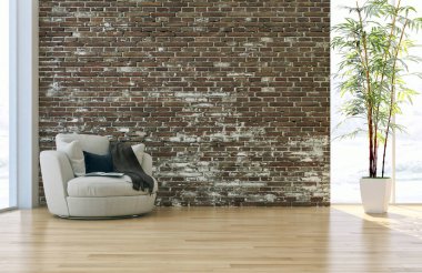 modern parlak iç mekan 3D resimleme