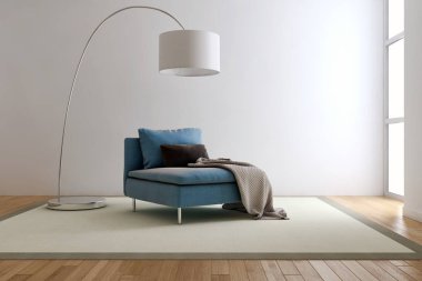 modern parlak iç mekan 3D resimleme