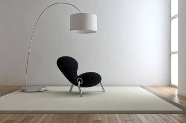 modern parlak iç mekan 3D resimleme