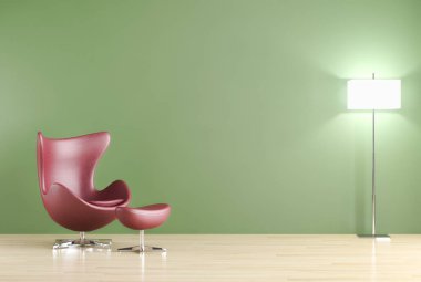 modern parlak iç mekan 3D resimleme